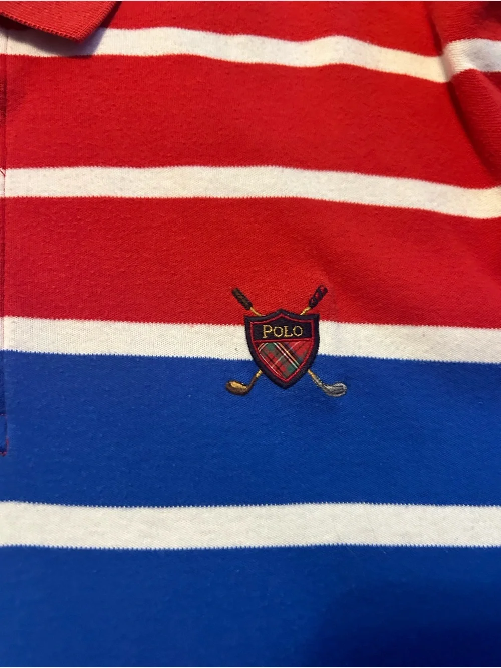 Striped Polo Shirt in Red, Blue & Orange